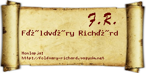 Földváry Richárd névjegykártya